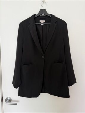 H&M Black Single-Button Women's Oversized Blazer Jacket
